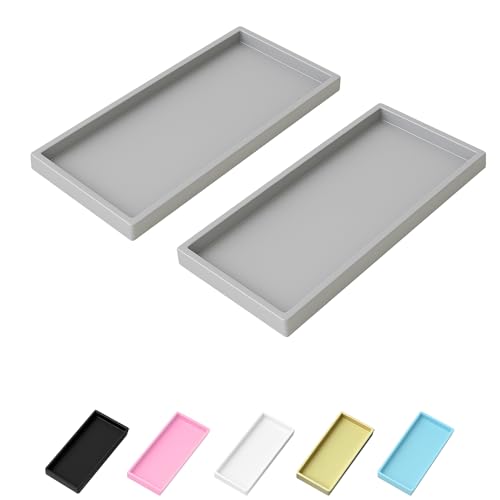 Vanity and Bathroom Tray, 11.8" ABS Countertop Organizer,Waterproof Vanity Tray for Toilet Tank,Perfume,Soap,Keys,Bathroom Accessories,Kitchen and Bath Trays,Non Slip Small Trays,Gray,2 Pack - color: Gray, size: 11.8" x 5" x 0.7" (2 Pack)