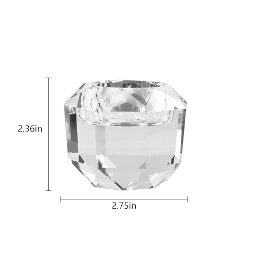 Kitcom Crystal Tealight Candle Holders Pack of 2 for Party Dinner Table Home Decor Hand Cut W2.7'' X H2.3'', Comes with Gift Box - size: W2.7''×H2.3''