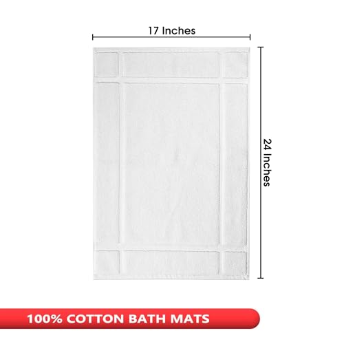100% Cotton Bath Mat 24x17 Inches, 1350 GSM Thick Plush, Soft Absorbent, Oeko-Tex Certified, Durable Construction – White - color: White