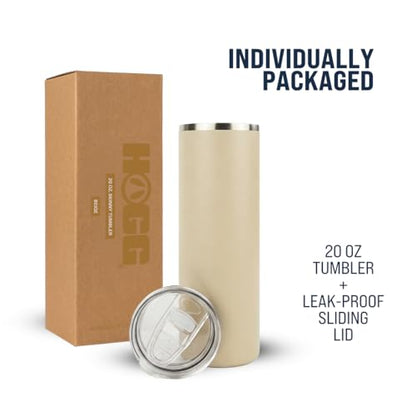 Hogg 20 oz Skinny - Beige, Powder Coated Tumblers for Laser Engraving, Engravable Tumblers Bulk, Stainless Steel Cups Bulk, Insulated Cups with Lids - color: Beige