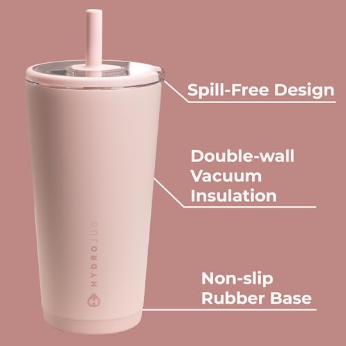HydroJug Everyday Tumbler 20 oz, Ceramic-Lined Straw Cup, Dusty Rose - color: Dusty Rose, size: 20 Ounces