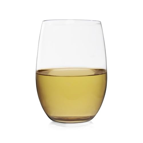 True Vino Stemless White Wine Glasses, Elegant Wine Tumblers for White Wines, Stylish Modern Glassware for Dinner Party, Home Bar, Wedding Gifts, Birthday Gifts, 18 oz, Set of 4 - size: Set of 4, style: Vino Clear