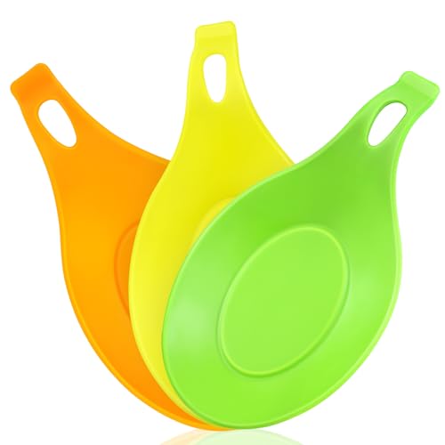 Silicone Spoon Rest for Stove Top, Spoon Holder for Stove, Silicone Spoons Rest for Kitchen Counter, Heat Resistant - color: Yellow green orange