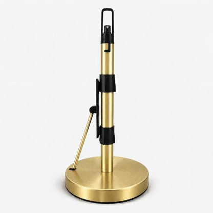 Paper Towel Holder with Spray Pump, All-in-One Countertop Paper Towel Stand with Refillable Bottle, One-Handed Tear Kitchen Roll Holder, Weighted Base, Brushed Stainless Steel (Gold) - color: Gold