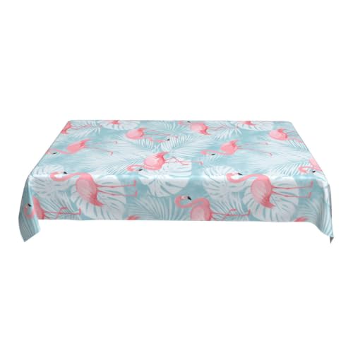 Worltoldb Flamingo Palm Leaf Tablecloths Polyester Table Cloth for Kitchen Dinning Table Washable Table Cover for Parties Wedding Picnic - color: White19