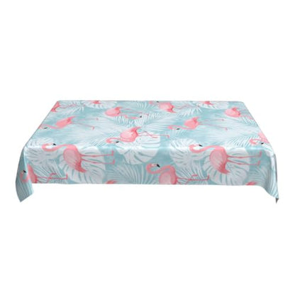 Worltoldb Flamingo Palm Leaf Tablecloths Polyester Table Cloth for Kitchen Dinning Table Washable Table Cover for Parties Wedding Picnic - color: White19