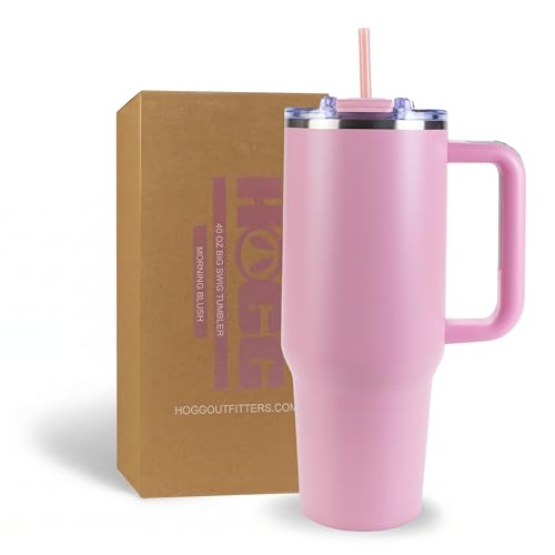 Hogg Big Swig 40oz Tumbler with Handle and Straw - Morning Blush, 40 oz Tumbler, Insulated Cup with Handle, 40oz Water Bottle with Straw, Thermal Cups, Leak Proof Lid, Travel Mugs, Stainless Steel - color: Morning Blush
