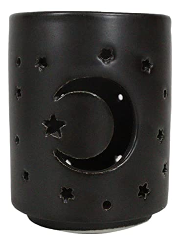 Ebros Gift Wicca Triple Goddess Witchcraft Mystical Moon and Stars Matte Black Ceramic Cutout Votive Tea Light Candle Holder Figurine Ossuary Macabre Psychic Halloween Decor Sculpture