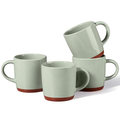 E-far Ceramic Coffee Mug Set of 4, 12oz Stoneware Coffee Cup with Handle, Porcelain Tea Cups, Modern Farmhouse Latte Mug Gift Set for Women & Men, Microwave Safe, Speckled Green - color: Speckled Green