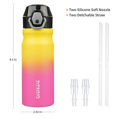 BJPKPK 18 oz Water Bottle with Straw & Handle, Insulated Stainless Flask | Leak Proof Locking Lid, Thermal, Double Wall Vacuum, Keeps Hot/Cold, BPA Free, Dishwasher Safe, Travel & Sports, Rainbow - color: A-Rainbow, size: 18 Ounces