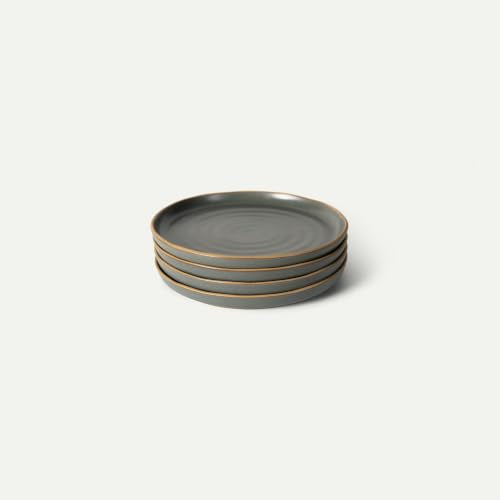 MORA Medium Plates Set of 4, 8.5 inch Ceramic Pottery Salad Plates - Microwave, Oven and Dishwasher Safe - Storm - color: Storm