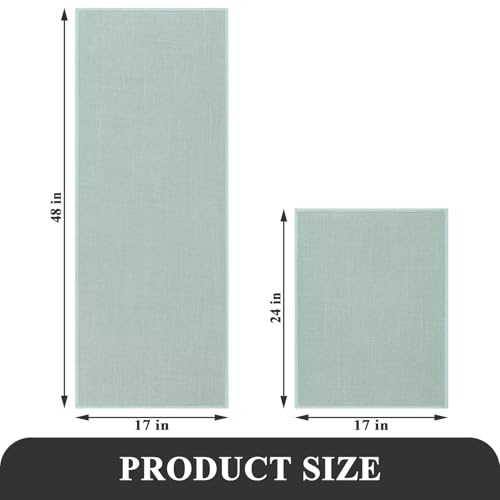 SHACOS Bath Mat Set of 2 Ultra Thin Bathroom Rugs, Light Green | 17"x24"+17"x47" Non-Slip Rubber Bath Rugs Toilet Washable Quick Dry Absorbent - color: Light Green, size: 17"x24"+17"x47"