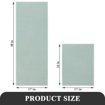 SHACOS Bath Mat Set of 2 Ultra Thin Bathroom Rugs, Light Green | 17"x24"+17"x47" Non-Slip Rubber Bath Rugs Toilet Washable Quick Dry Absorbent - color: Light Green, size: 17"x24"+17"x47"