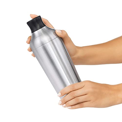 OXO Steel Cocktail Shaker with Strainer, Stainless Finish - 24 oz Capacity | Bar Tool, Easy-Grip Design, Home Bar, Bartending Equipment, Beginner-Friendly, Leak-Proof, Single Wall Shaker