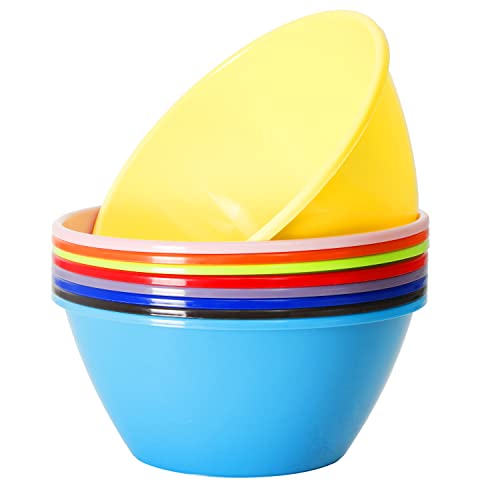 Youngever 11 inch 120 Ounce Plastic Mixing and Serving Bowls, Large Popcorn Bowls, Salad Bowls, Chip and Dip Serving Bowls, Set of 9 (Rainbow) - color: Rainbow
