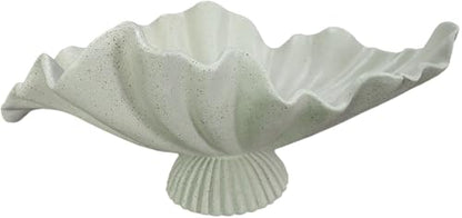 16" Large Decorative Bowl decor, Modern Home Decor,Stylish Key Bowl for Entry Table,Scalloped Decorative Bowls (Light Gray-With base, 16.14inch)