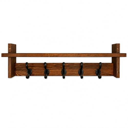 29" Coat Rack Wall Mount with Shelf, Entryway Wall Hooks with Shelf, Coat Hangers for Bathroom, Living Room, Bedroom
