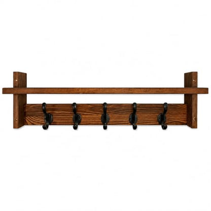 29" Coat Rack Wall Mount with Shelf, Entryway Wall Hooks with Shelf, Coat Hangers for Bathroom, Living Room, Bedroom