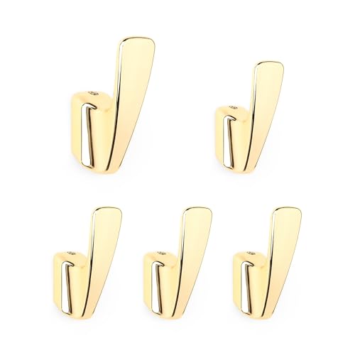 SARIHOSY5 Packs Coat Hooks,Metal Hooks for Clothes, Hats, Bags, Towels, Keys(Polished Gold) - color: Gold(Polished)
