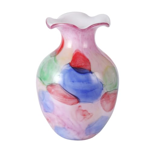 KAMMAK Colored Glass Vase, Beautiful Hand Blown Decorative Vase, Modern Art Vase for Flower Mantle Dining Table Centerpiece, Entryway Living Room Wedding Decoration, 8HPFH02048 - style: 8HPFH02048
