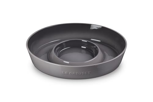 Le Creuset Stoneware Signature Oval Chip and Dip Platter, 13", Oyster - color: Oyster