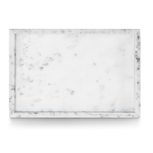 Yew & Tulip Natural Marble Vanity Tray, Nature White Marble with Spots Serving Tray for Bathroom, Kitchen, Vanity, Home Decor, Wedding etc. (12" x 8" x 1.2") - color: Star White