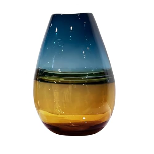 Glass Handmade Decorative Vase Ombre Centerpiece Vase with Yellow Base, Flower Vase for Home Decoration (Tall vase) - size: tall vase