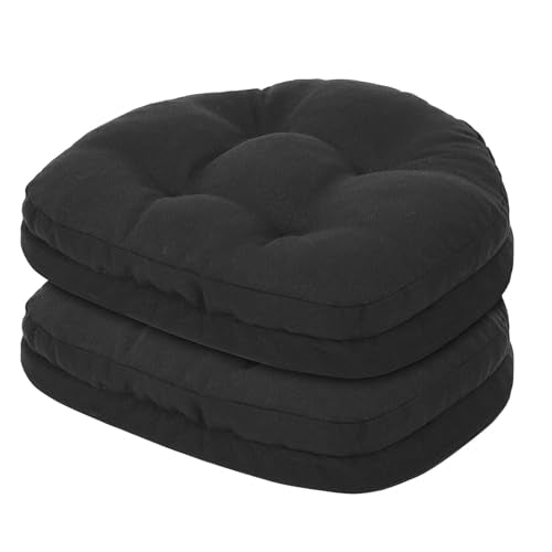 baibu Kitchen Chair Cushions Set of 2, Dual-Layer Patented Design Memory Foam Windsor Seat Pads, Dining Chair Cushions with Ties & Washable Cover, 17x 15.5 x 3.5in, 2 Pack, Black - color: Black, size: 2 Count (Pack of 1)