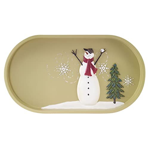 Avanti Linens - Vanity Tray, Resin Countertop Accessories, Christmas Decorations (Snowmen Gathering Collection) - size: 10" x 5" x 1"