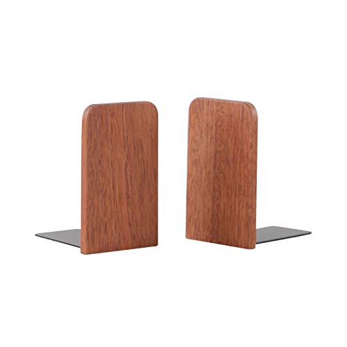 muso wood Sapele Book Ends for Shelves, 1 Pair | Non-Slip Bookends, Heavy Duty Wooden Bookend, Suitable for Books & Movies Storage - color: Sapele-1 Pairs