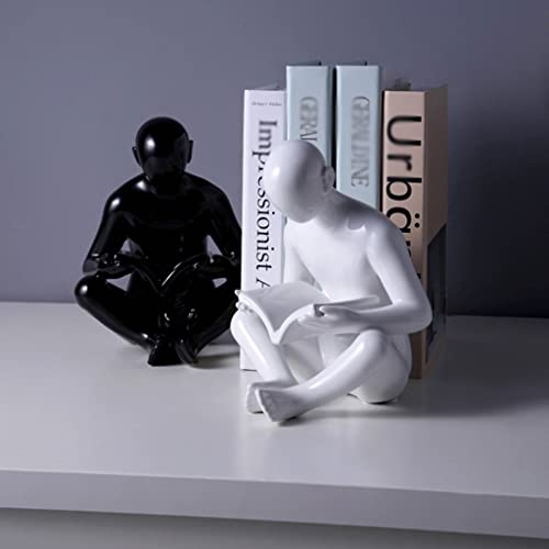 Bookends Creative 1 Pair Figure Reading Bookends Nordic Ceramics Book Support Ends for Shelves Home Office Desktop Decor Bookend Reading Bookshelf Decor