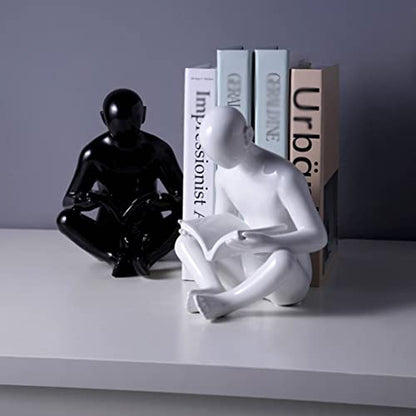 Bookends Creative 1 Pair Figure Reading Bookends Nordic Ceramics Book Support Ends for Shelves Home Office Desktop Decor Bookend Reading Bookshelf Decor