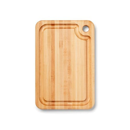 John Boos Prestige Series Rectangular Wooden Maple Cutting Board 18”x12” – 1.25” Thick, 8-lb Reversible Butcher Block with Juice Groove, Edge-Grain & Finger Grip Hole – Made in the USA - size: 18"L x 12"W