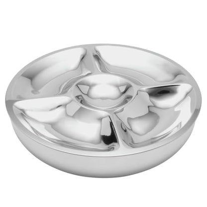 Mikasa Luxe 2-Piece Stainless Steel Chip and Dip Bowl Set, 14.25-Inch Serving Bowl with Coordinating Dip Bowl, Rust-Resistant, Dishwasher Safe, Elegant Entertaining Serveware
