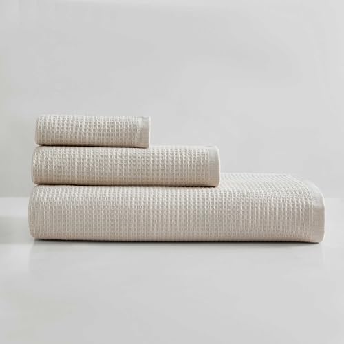 Calvin Klein - Bath Towels, Super Soft & Absorbent Cotton Towels, Zero Twist Construction, Brand Locker Loop for Easy Hanging (Eternity Solid Wheat Beige, 3 Piece) - color: Eternity Wheat Beige, size: 3 Pack