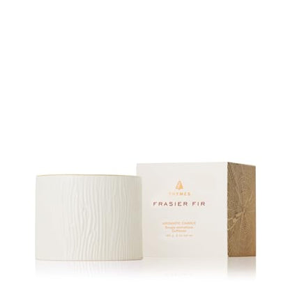 Thymes Frasier Fir Candle, Gilded Collection, Wood Grain Ceramic Design with 24-Karate Gold Rim, Mountain Fresh Fragrance, Elegant Winter Scents - Gifts for Women and Men (Petite, 6 Oz) - size: 6 oz