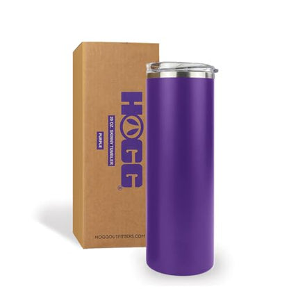 Hogg 20 oz Skinny - Purple, Powder Coated Tumblers for Laser Engraving, Engravable Tumblers Bulk, Stainless Steel Cups Bulk, Insulated Cups with Lids - color: Purple