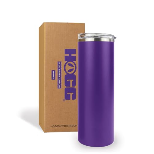 Hogg 20 oz Skinny - Purple, Powder Coated Tumblers for Laser Engraving, Engravable Tumblers Bulk, Stainless Steel Cups Bulk, Insulated Cups with Lids - color: Purple