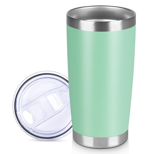 20 oz Tumbler Stainless Steel Tumblers Bulk with Lid Double Wall Insulated Coffee Tumbler Cups for Hot & Cold Drinks Powder Coated Travel Coffee Tumbler Mug Metal (Jade, 1 pack) - color: Jade, size: 20 Ounces