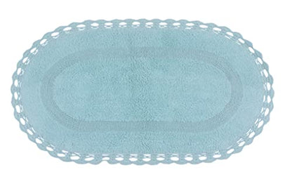 Home Weavers Hampton Crochet Reversible Bathmat 100% Cotton Bathroom Rugs Set, Washable Rug, Extra Soft and Absorbent Bath Rug, Kitchen Mat, Bath Mat Set, Mat Non Slip, 21"x34" Rectangle, Aqua - color: Aqua, size: 1'9" x 2'10" (Oval)