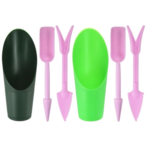 M METERXITY 2-Set Succulent Tools, Plastic 2-in-1 Mini Garden Shovel Hand Succulent Transplanting Tools Garden Shovel Transplant Trowel for Planting/Digging/Aerating [Deep Green,Green,Purple] - color: Deep Green,Green,Purple