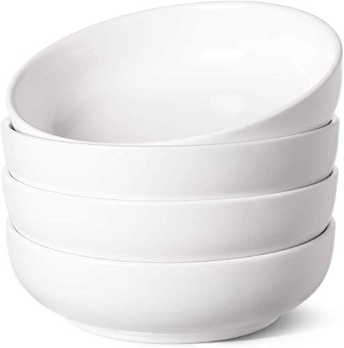 LE TAUCI Pasta Bowls 32 oz, Salad Bowls Set for Serving Soup, Pasta, Noodle, Dinner, Large Kitchen Bowl Plates, Microwave Safe - 7.8 Inch, Set of 4, White - color: White, size: 32 ounces