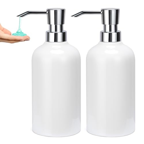 Ceramic White Soap Dispenser Bathroom, 2 Pcs 16.9oz Hand Soap Dispenser for Kitchen, Hotel - color: White, size: 2pcs
