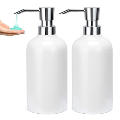 Ceramic White Soap Dispenser Bathroom, 2 Pcs 16.9oz Hand Soap Dispenser for Kitchen, Hotel - color: White, size: 2pcs