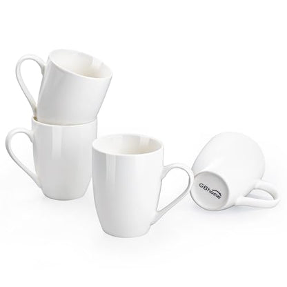 GBHOME 12 OZ Off White Coffee Mugs, Porcelain Bulk Coffee Mugs with Large Handle for Man, Woman, Light Weight Coffee Mugs Set of 4 for Latte/Cappuccino/Cocoa/Milk, Dishwasher & Microwave Safe | Classic COffee Mugs for Home,Office&Restaurant,Tea/Espresso/C