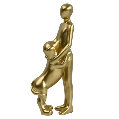Dog Sculpture Home Decor - Cute Man and Dog Statue Decoration Modern Home Decoration Figurine for Living Room Office Shelf Desk Coffee Table Decor-Gold-Embrace - color: Gold, size: 2.55*1.77*6.69 in