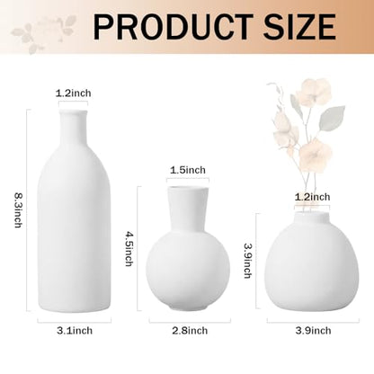 Farmhouse Decor Set Ceramic Vase Wood Bead Garland Wood Knot,White - color: White