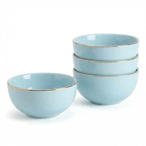Cereal Bowls, 24 oz Ceramic Bowls Set of 4, Stoneware Bowl Set for Salad, Kitchen, Soup, Dessert, Ramen, Dishwasher and Microwave Safe, Skyblue - color: SkyBlue, size: Set of 4