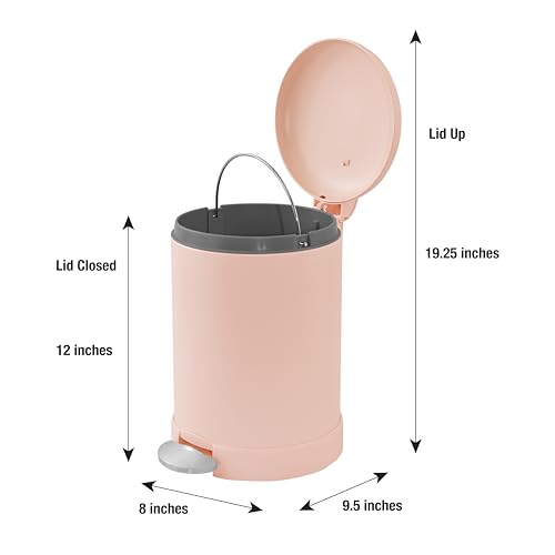 Glad Small Trash Can, 1.2 Gallon | Round Stainless Steel Garbage Bin with Soft Close Lid & Step Foot Pedal | Metal Waste Basket with Removable Inner Bucket, Rust - color: Rust