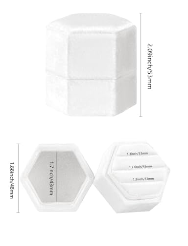 MFXIP Velvet 3 Slots Jewelry Ring Box Engagement Wedding Box Keepsake Box Bridal Photo Ring Triple Slots Hexagon - color: White